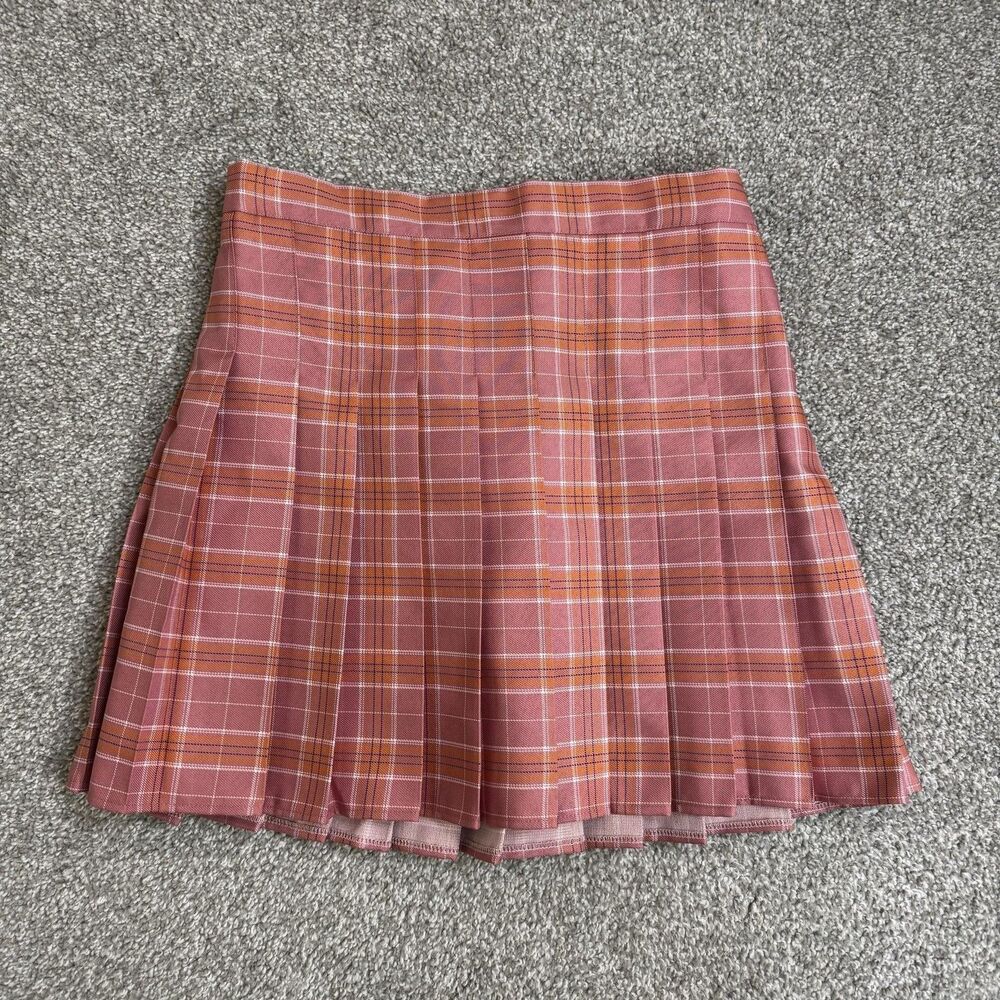 SANGTREE Skort Womens 2XL Pink Plaid Pleated Mini Lined Elastic Waist Preppy